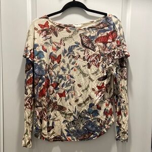 H&M Red and Blue Blouse with Abstract Design